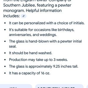 Hand-Blown Glass with Pewter Initial